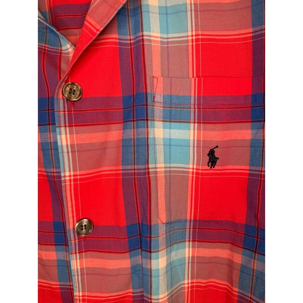 Polo Ralph Lauren Mens Red Blue Plaid Short Sleeve Sleeve Shirt Medium P530RL